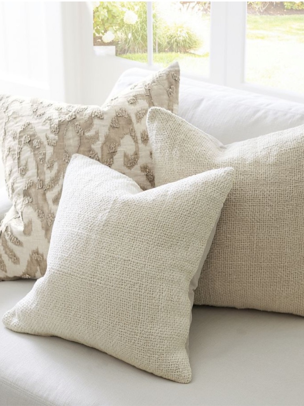Pottery Barn Faye Linen Textured Throw Pillow Cover Ivory